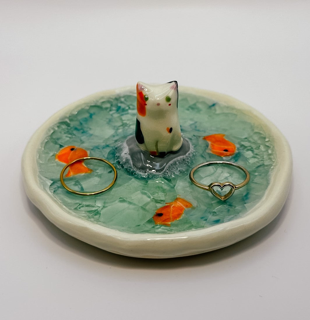 Cat in a Fish Pond | Marble Jewellery Dish