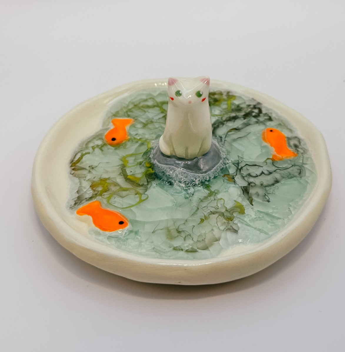 Cat in a Fish Pond | Marble Jewellery Dish